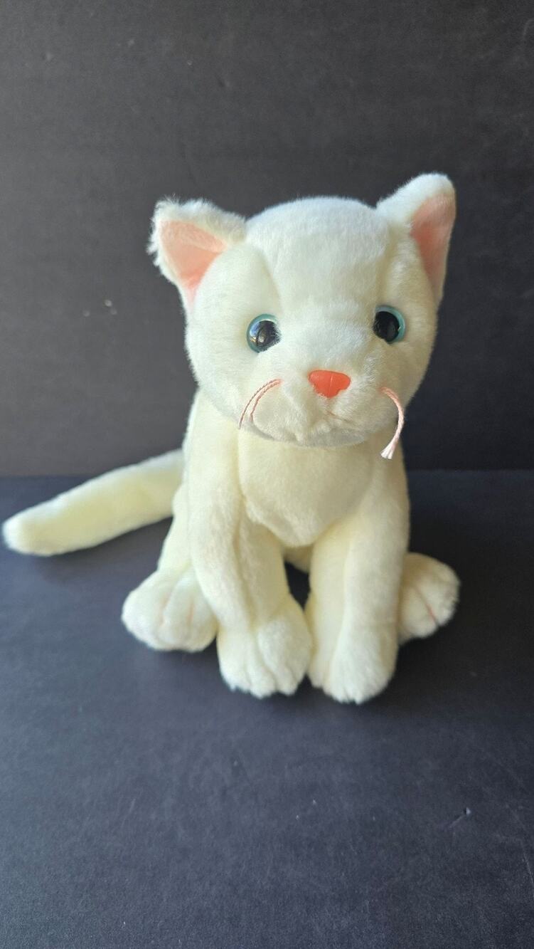 Vintage 1999 Ty White Cat Beanie Buddies Plush Stuffed Animal Toy Kitten